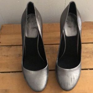 Donna Karan Silver Leather Heels